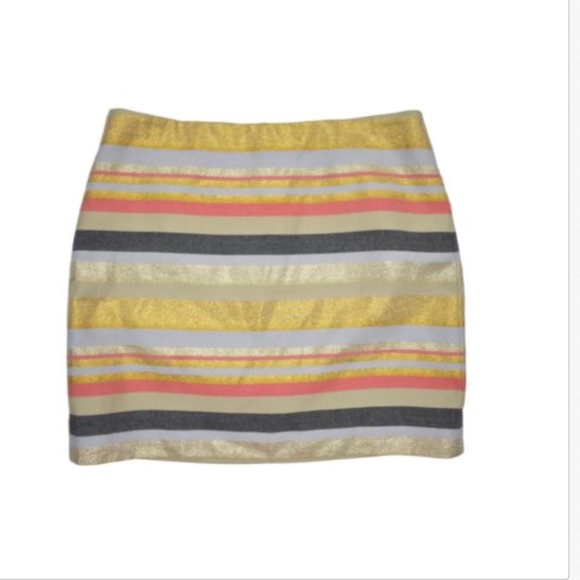 J Crew Metallic Striped Skirt Size 0 - Picture 1 of 7